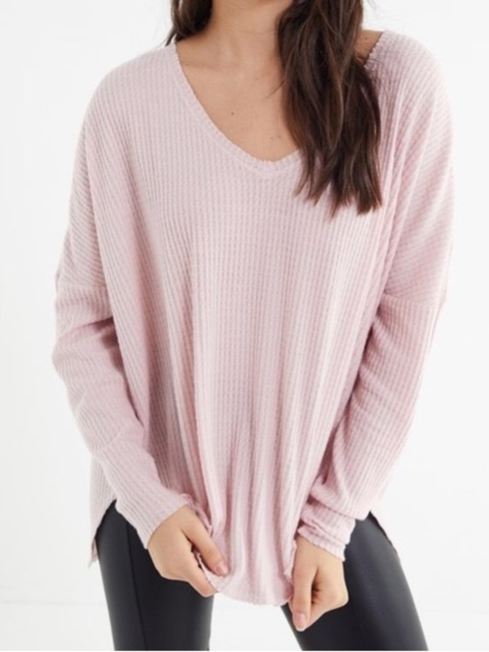 Urban Outfitters Out From Under Thermal Vneck Waffle Knit Long Sleeve Medium